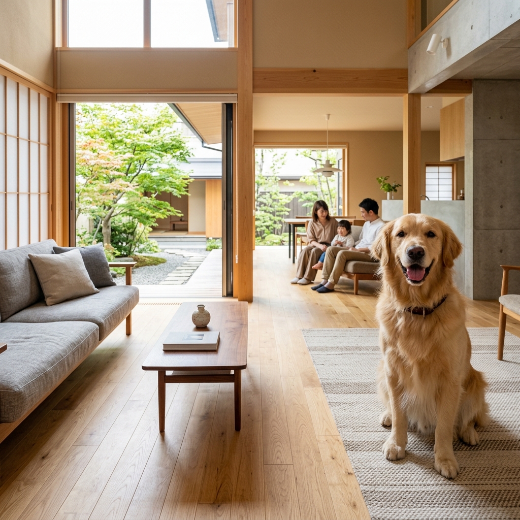 犬と暮らす家族
